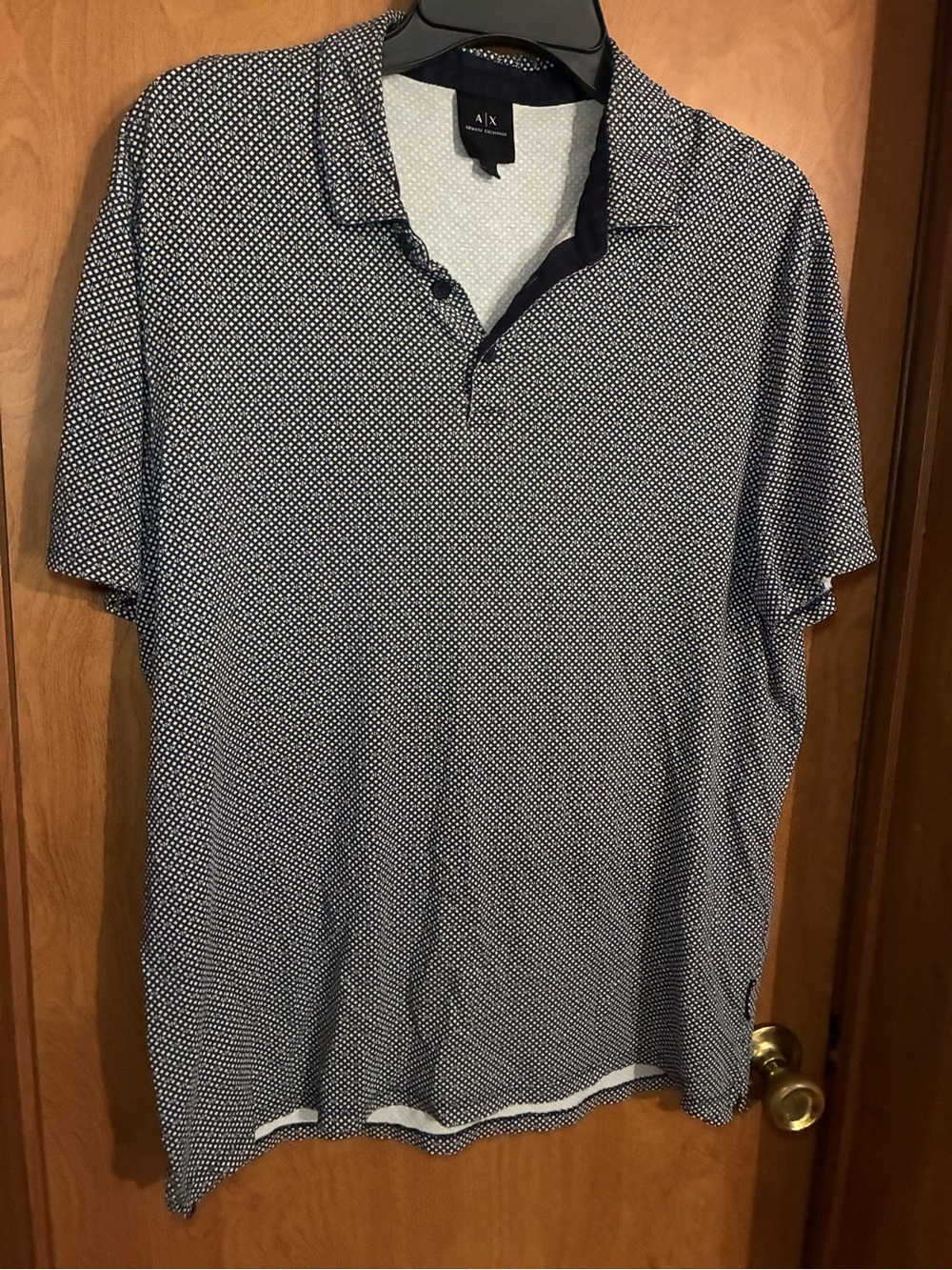 A/X Armani Exchange Men's Navy Micro-Print Polo